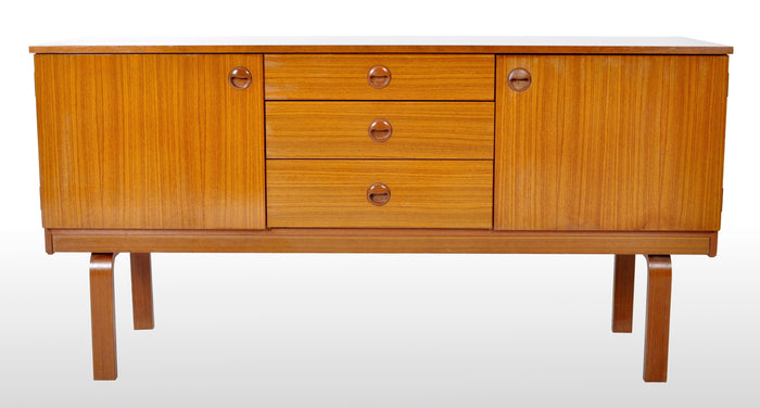 Mid-Century Modern Danish Style Credenza in Teak by Schreiber Furniture, 1960s