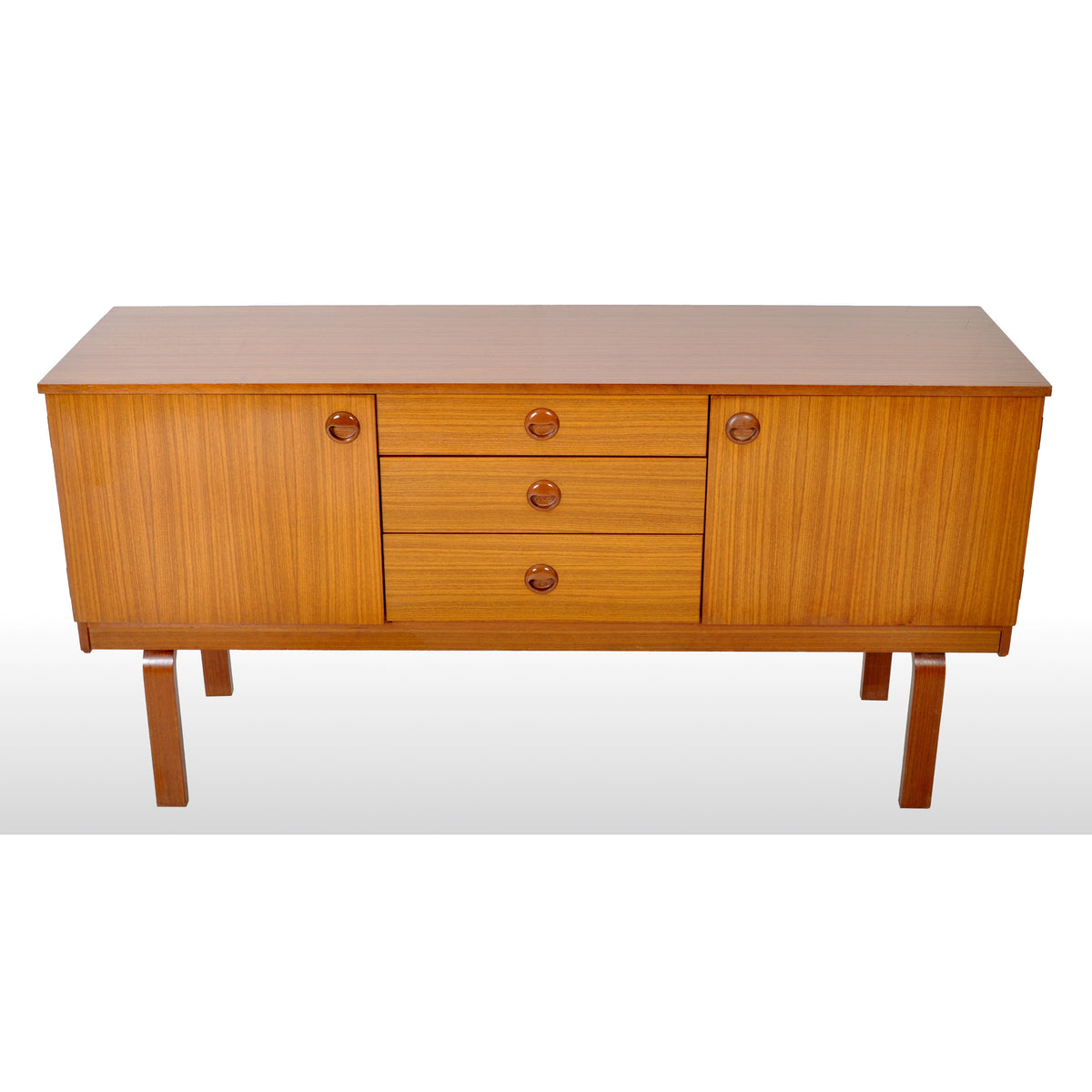 Mid-Century Modern Danish Style Credenza in Teak by Schreiber Furniture, 1960s