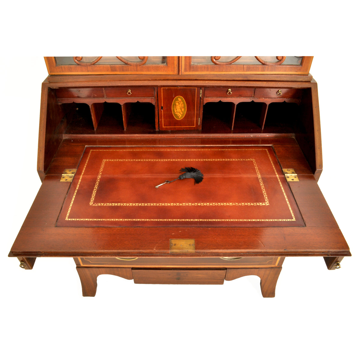 Antique Georgian Sheraton Neo-Classical Inlaid Mahogany Secretary Bookcase, circa 1795