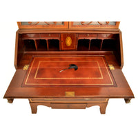 Antique Georgian Sheraton Neo-Classical Inlaid Mahogany Secretary Bookcase, circa 1795