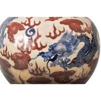 Pair of Large Antique Chinese Qing Dynasty Porcelain Blue & White Dragon Vases, circa 1880