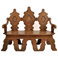 Antique Middle Eastern Syrian Islamic Moorish Inlaid Walnut Bench / Settee, circa 1880