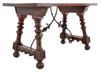 Antique Spanish Baroque Walnut Trestle Table, Circa 1880