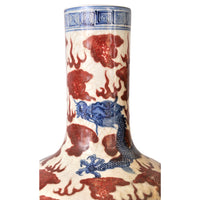 Pair of Large Antique Chinese Qing Dynasty Porcelain Blue & White Dragon Vases, circa 1880