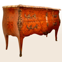Antique 19th Century French Louis XV Inlaid Marquetry Bombe Commode / Chest, circa 1880