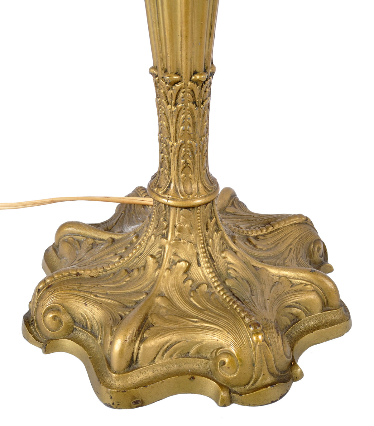 Antique American Art Nouveau Reverse Painted Landscape Table Lamp, circa 1910