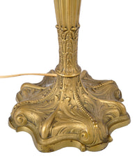 Antique American Art Nouveau Reverse Painted Landscape Table Lamp, circa 1910