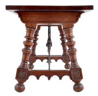 Antique Spanish Baroque Walnut Trestle Table, Circa 1880