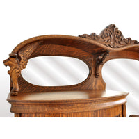 Antique American R J Horner Quarter Sawn Oak Carved Griffin Desk / China Hutch, circa 1890