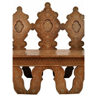 Antique Middle Eastern Syrian Islamic Moorish Inlaid Walnut Bench / Settee, circa 1880