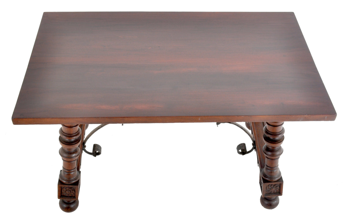 Antique Spanish Baroque Walnut Trestle Table, Circa 1880