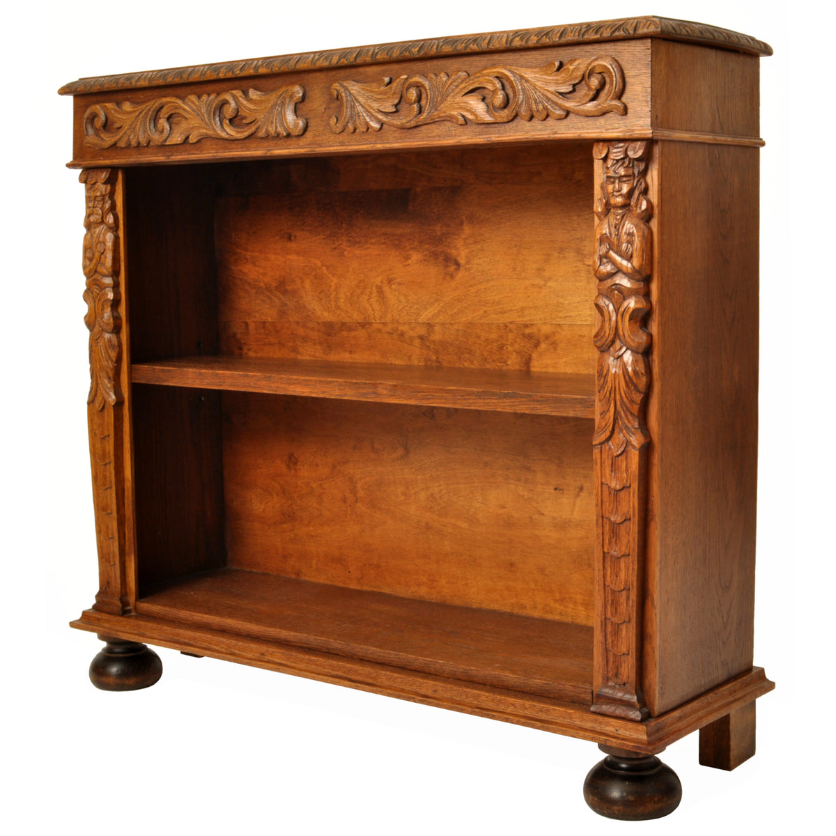 Pair of Antique 19th Century French Carved Oak Renaissance Revival Bookcases, circa 1880