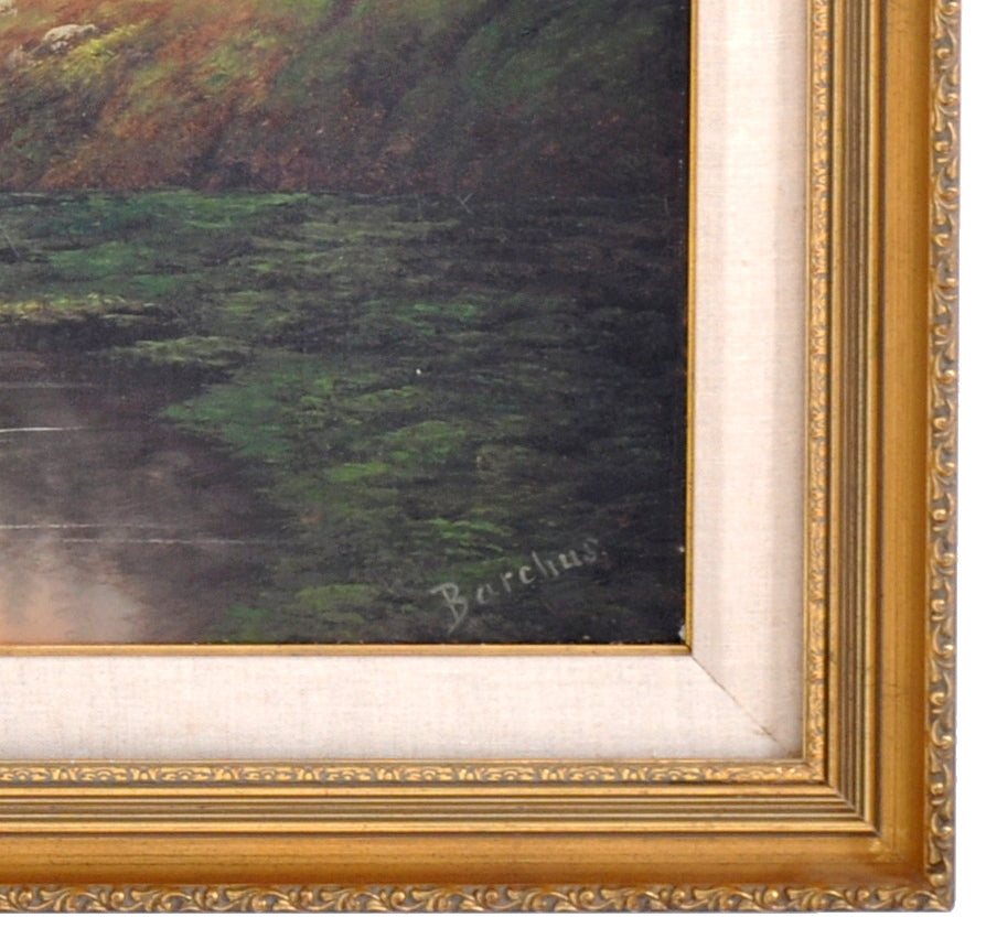 "Golden Sunset on Mount Rainier, Washington," Antique Oil on Canvas by the Oregon Artist Eliza Barchus (1857-1959), Circa 1900