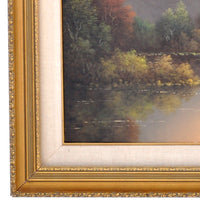 "Golden Sunset on Mount Rainier, Washington," Antique Oil on Canvas by the Oregon Artist Eliza Barchus (1857-1959), Circa 1900