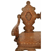 Antique Middle Eastern Syrian Islamic Moorish Inlaid Walnut Bench / Settee, circa 1880