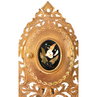 Antique Brass & Pietra Dura Portrait Miniature Painting of George Washington, circa 1880
