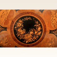 Antique Swiss Black Forest Walnut Tilt-Top Marquetry Carved Pedestal Table, circa 1880