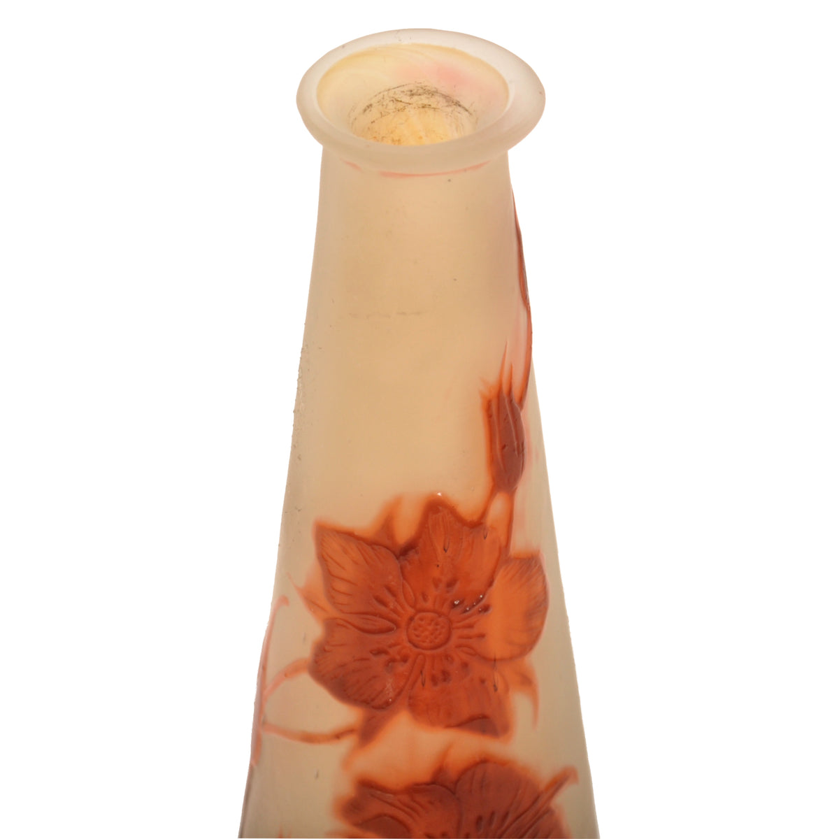Antique French Art Nouveau Fire Polished Cameo Glass Emile Gallé Stem Vase, Circa 1900