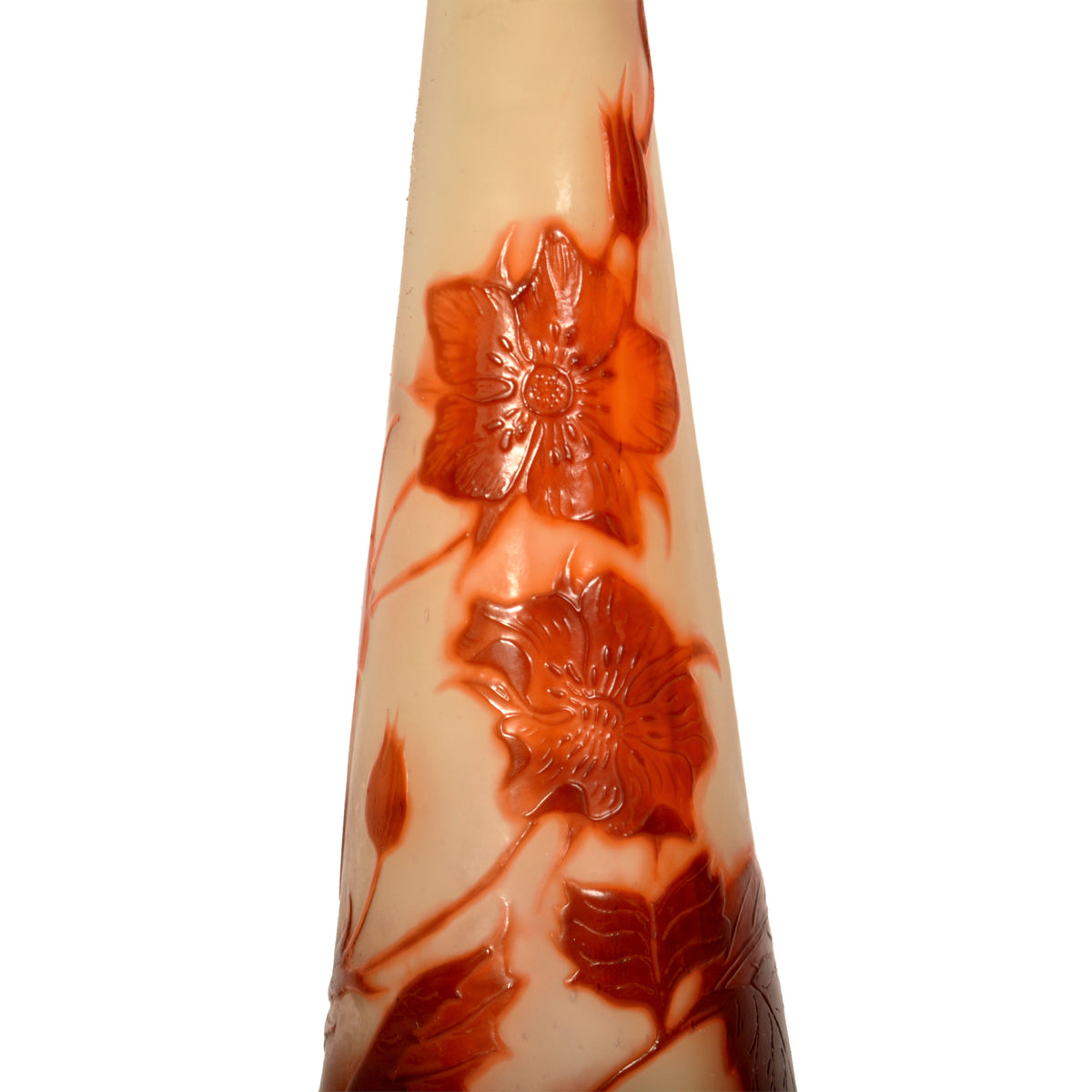 Antique French Art Nouveau Fire Polished Cameo Glass Emile Gallé Stem Vase, Circa 1900