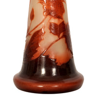 Antique French Art Nouveau Fire Polished Cameo Glass Emile Gallé Stem Vase, Circa 1900