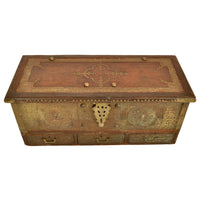 Antique 19th Century Zanzibar Shirazi Brass Stud & Copper Clad Dowry Chest, circa 1850