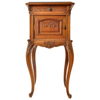 Antique French Provincial Louis XVI Carved Walnut & Marble Nightstand / Table, circa 1880