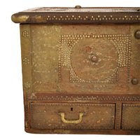 Antique 19th Century Zanzibar Shirazi Brass Stud & Copper Clad Dowry Chest, circa 1850