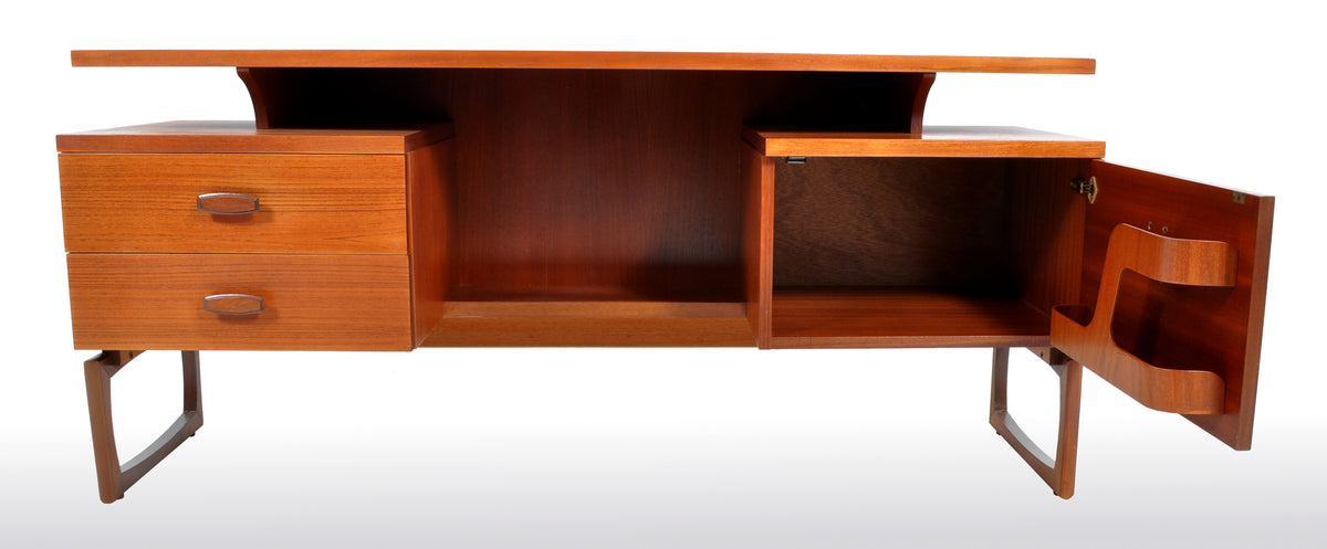 Mid-Century Modern Danish Style Teak Floating Top Desk by Ib Kofod-Larsen for G Plan, 1960s