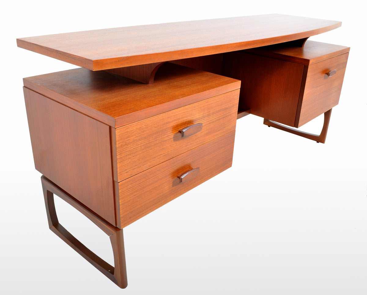 Mid-Century Modern Danish Style Teak Floating Top Desk by Ib Kofod-Larsen for G Plan, 1960s