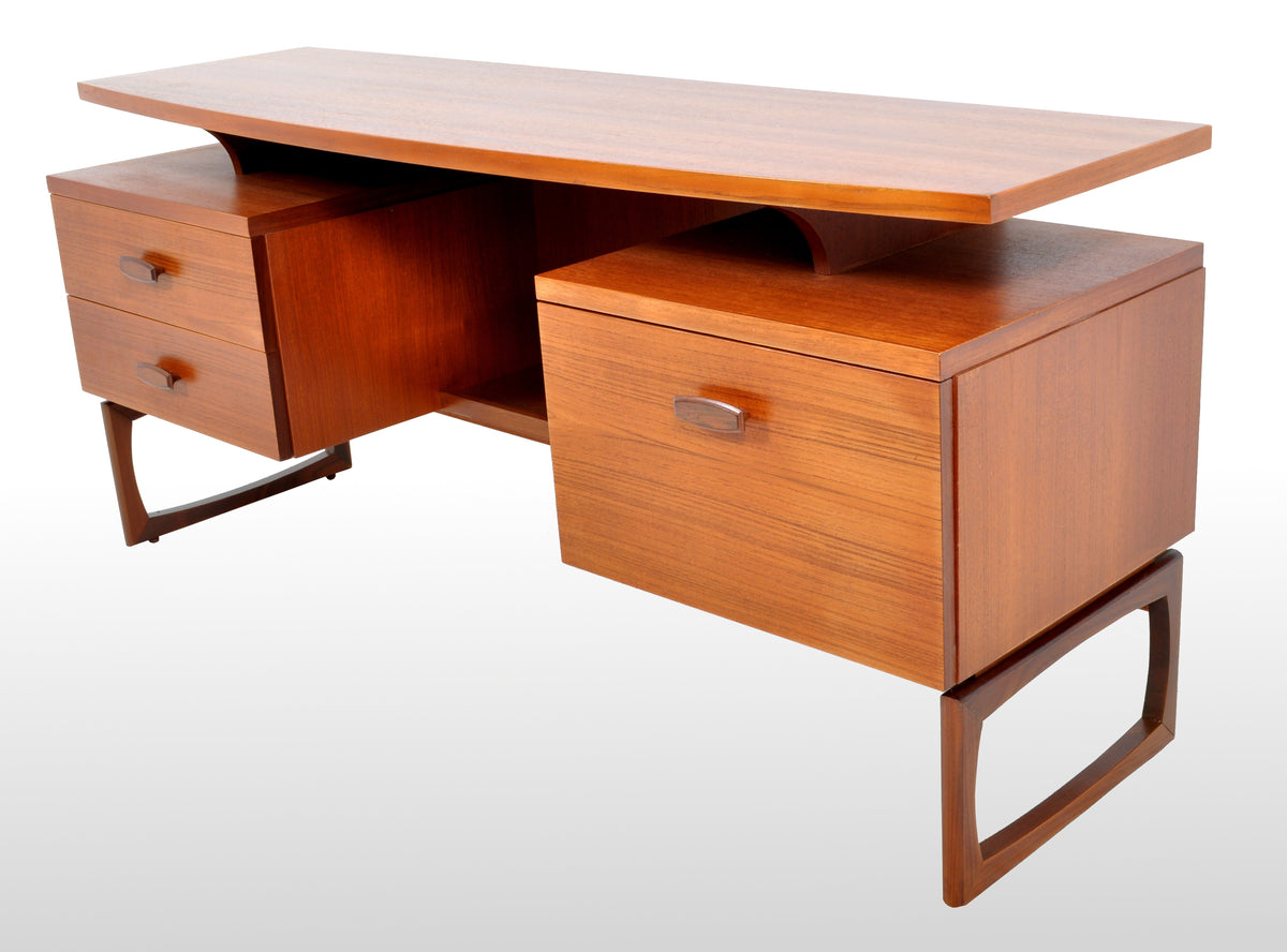 Mid-Century Modern Danish Style Teak Floating Top Desk by Ib Kofod-Larsen for G Plan, 1960s