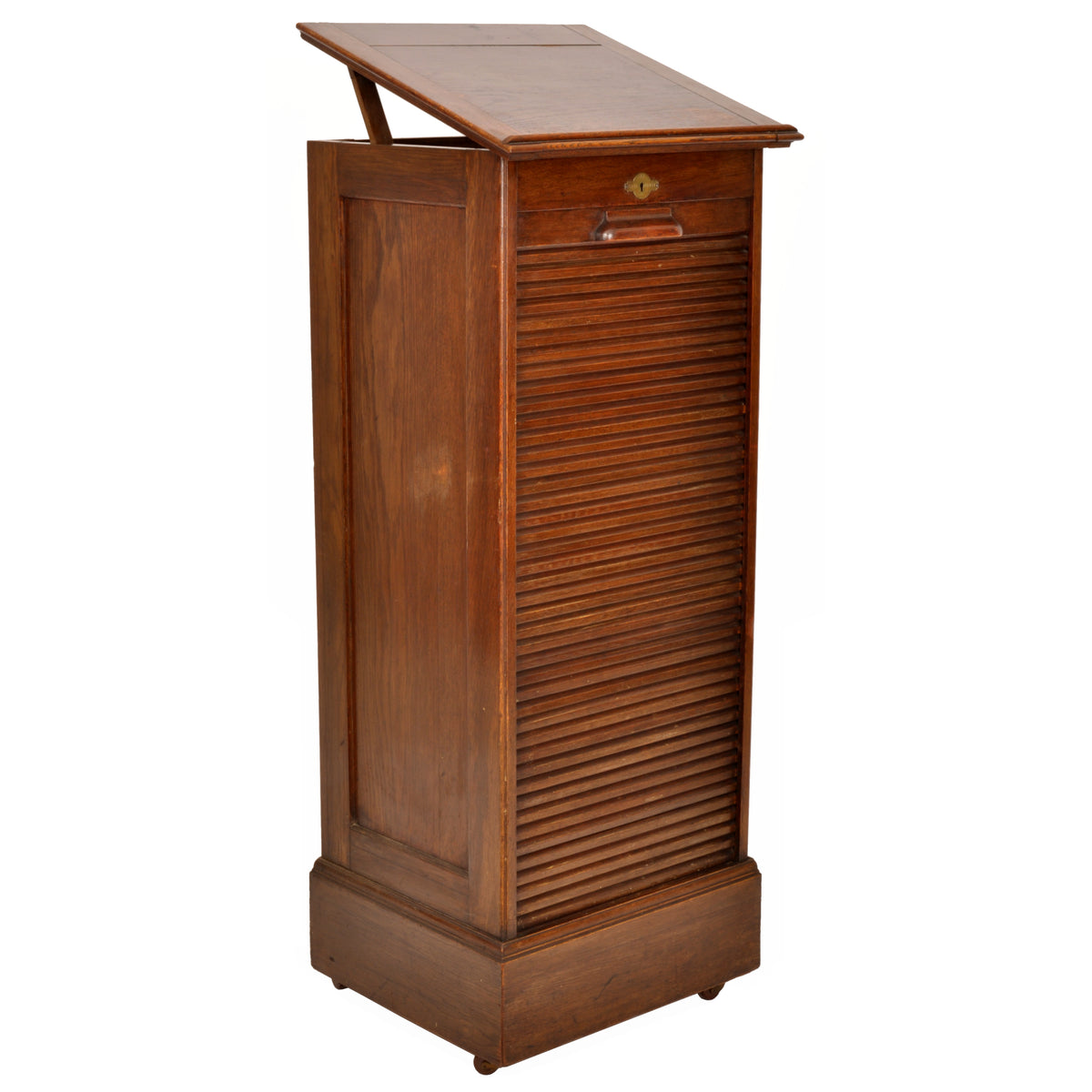 Antique Roll Top Oak Tambour File Cabinet / Desk by Lebus Cabinet Co., circa 1920