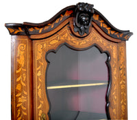 Antique Inlaid Marquetry Dutch Two-Piece Corner Cabinet, Circa 1830