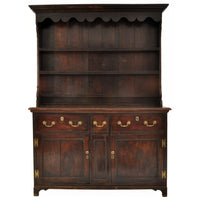 Antique 18th Century Georgian Yorkshire Oak & Elm Dresser / Cupboard / Pot Rack, circa 1780