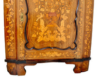 Antique Inlaid Marquetry Dutch Two-Piece Corner Cabinet, Circa 1830