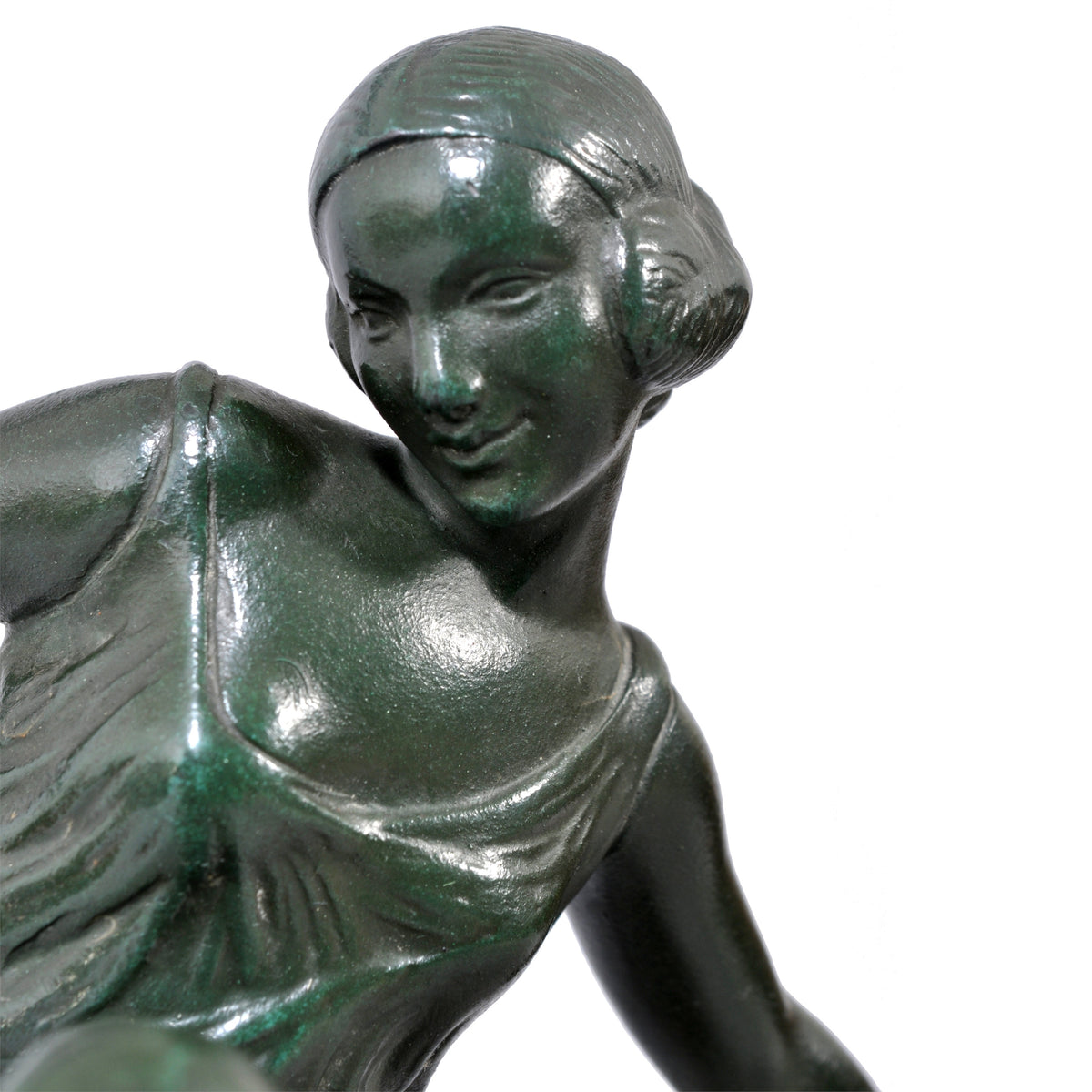 French Art Deco Bronze Female Cymbal Dancer Statue / Figure by Pierre Le Faguays (1892-1962), circa 1925