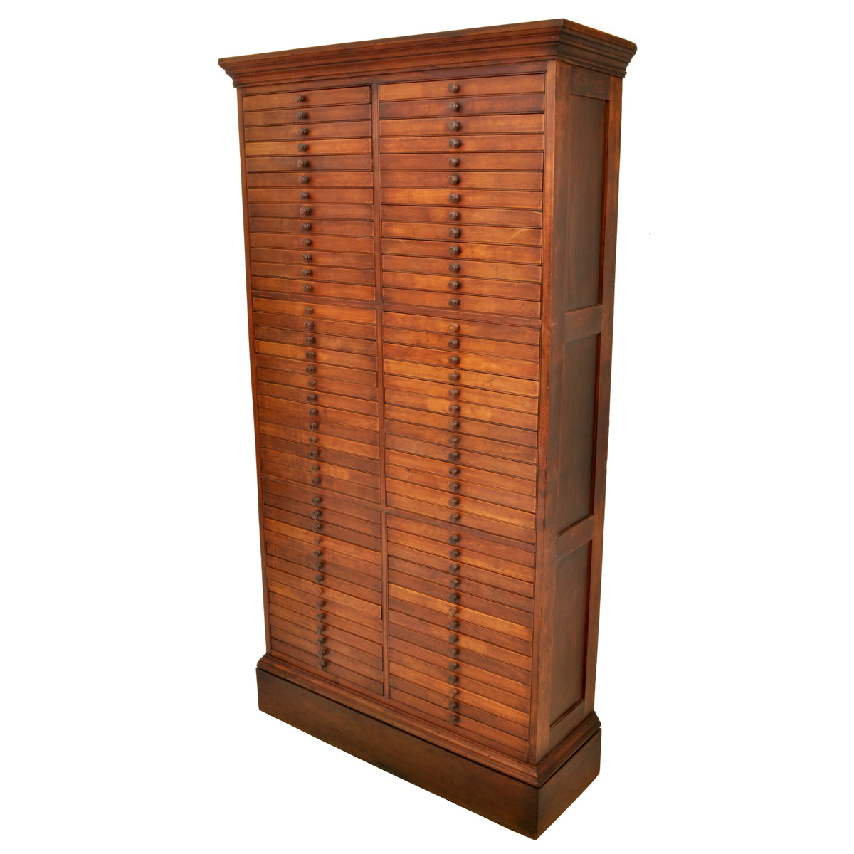 Antique Printer's Letterpress Flatfile 80 Drawer Walnut Collector's Cabinet, circa 1890