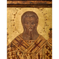 Antique 17th Century Greek Orthodox Icon, "Saint Athanasios"," Gilded Egg Tempera,  circa 1650
