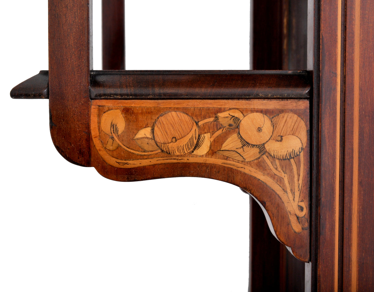 Antique Art Nouveau Inlaid Mahogany China Cabinet by Shapland & Petter for Liberty of London, Circa 1900