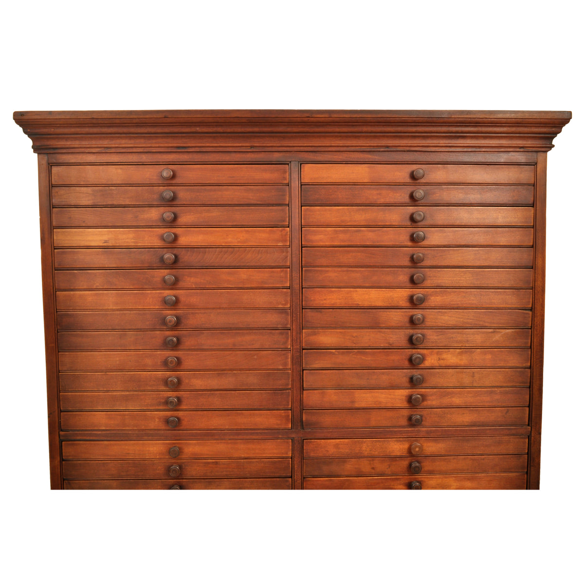 Antique Printer's Letterpress Flatfile 80 Drawer Walnut Collector's Cabinet, circa 1890