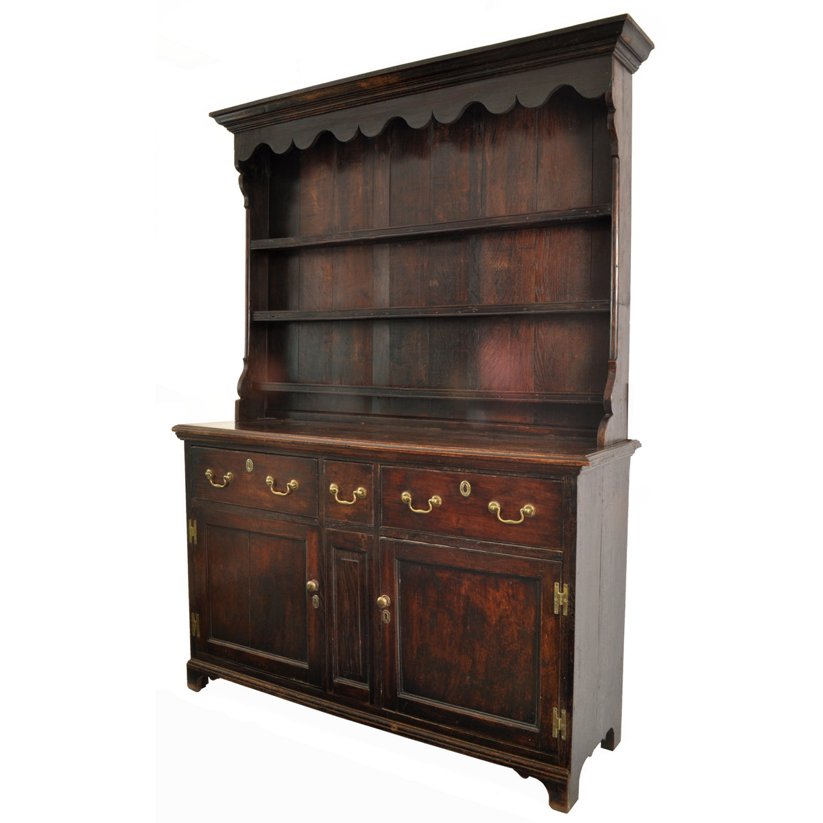 Antique 18th Century Georgian Yorkshire Oak & Elm Dresser / Cupboard / Pot Rack, circa 1780