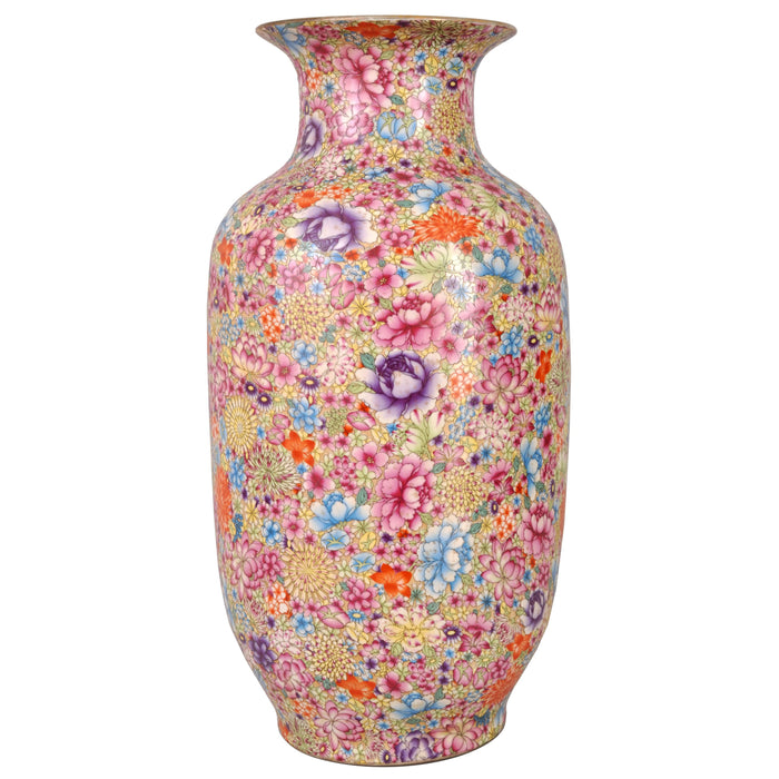 Monumental Antique Chinese Qing Dynasty Porcelain Thousand Flowers Vase, circa 1900