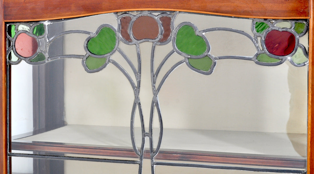 Antique Art Nouveau Inlaid Mahogany China Cabinet by Shapland & Petter for Liberty of London, Circa 1900