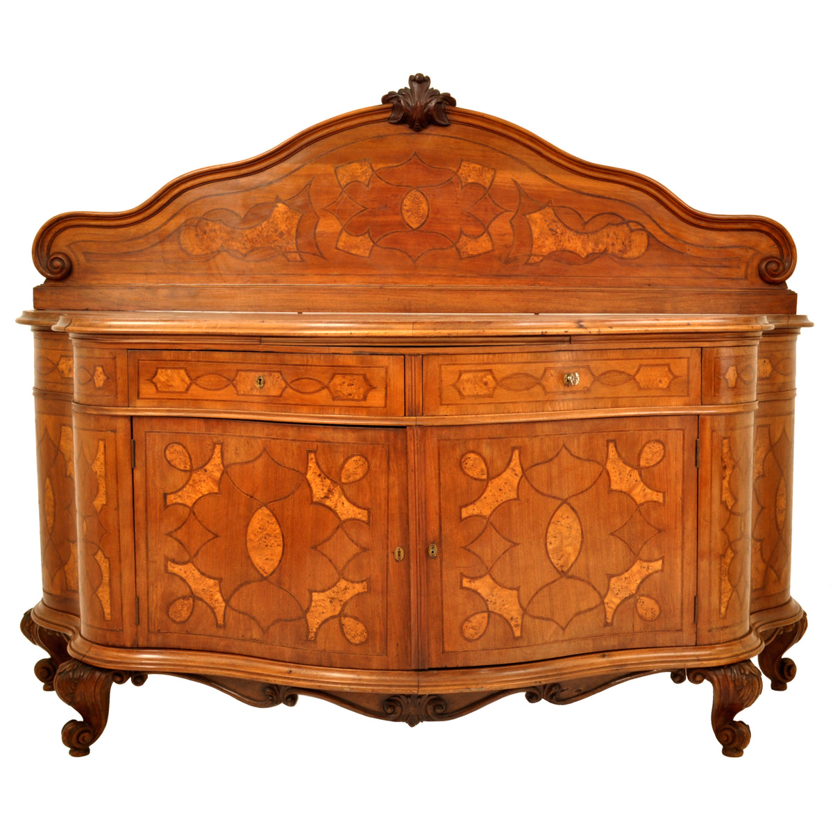 Antique German Baroque Inlaid Marquetry Cabinet / Sideboard / Buffet / Server, circa 1880