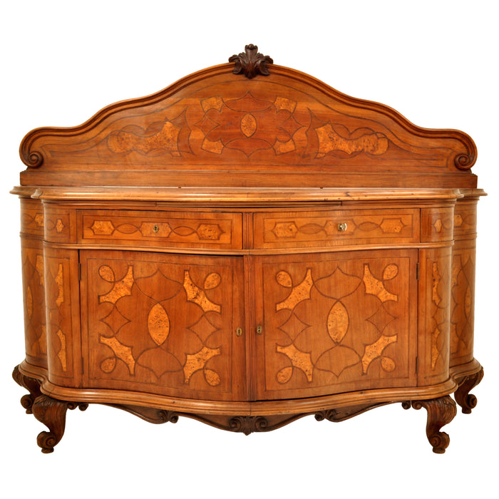 Antique German Baroque Inlaid Marquetry Cabinet / Sideboard / Buffet / Server, circa 1880
