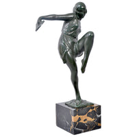 French Art Deco Bronze Female Cymbal Dancer Statue / Figure by Pierre Le Faguays (1892-1962), circa 1925