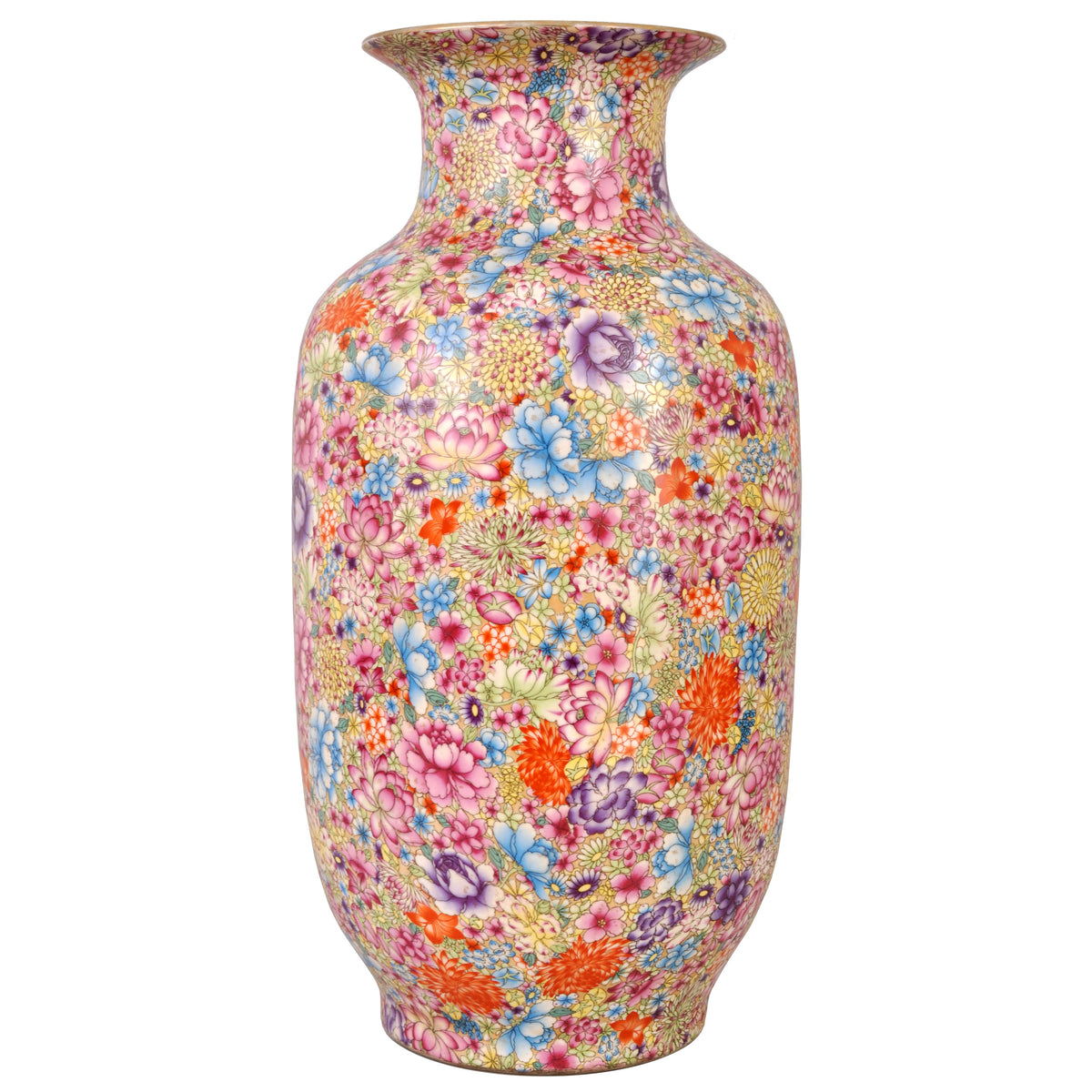 Monumental Antique Chinese Qing Dynasty Porcelain Thousand Flowers Vase, circa 1900