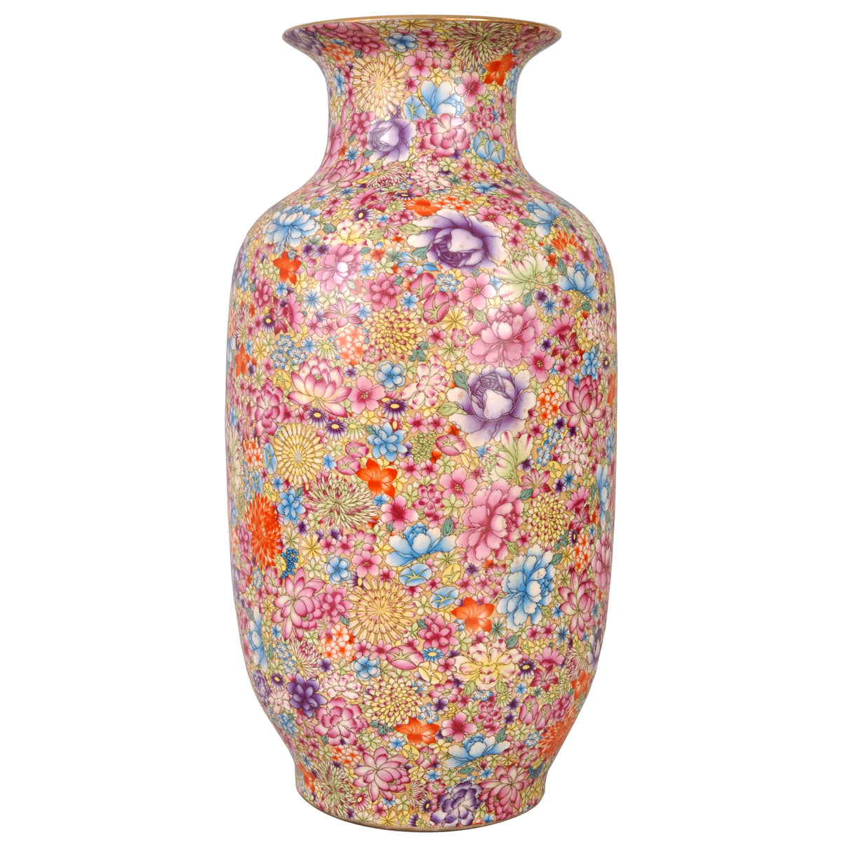 Monumental Antique Chinese Qing Dynasty Porcelain Thousand Flowers Vase, circa 1900