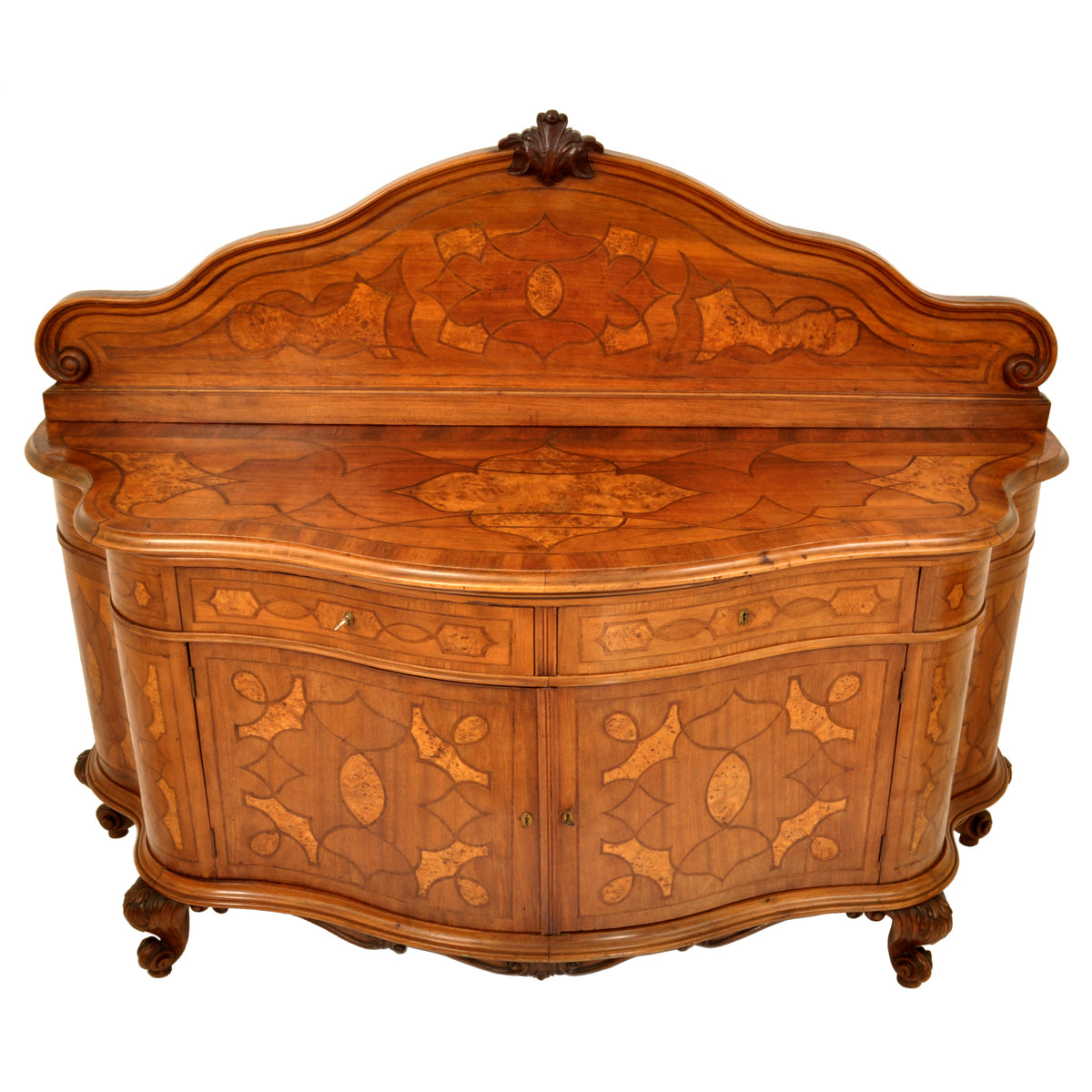 Antique German Baroque Inlaid Marquetry Cabinet / Sideboard / Buffet / Server, circa 1880