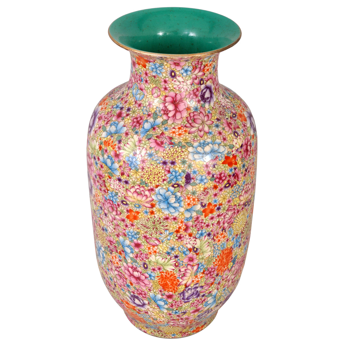 Monumental Antique Chinese Qing Dynasty Porcelain Thousand Flowers Vase, circa 1900