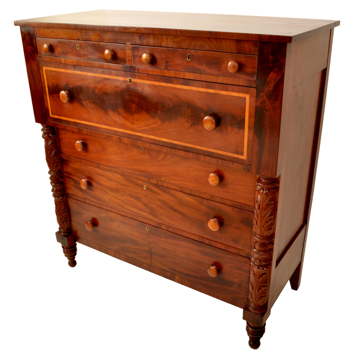 Antique American Federal Classical Period Mahogany Butler's Secretary Dresser, NY, circa 1830